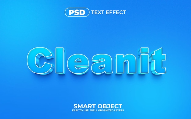 Cleanit 3D Редактируемый текстовый эффект Шаблон