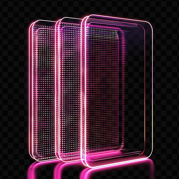 PSD clear acrylic card card border with neon grid card has a ver neon glowing y2k design creative art