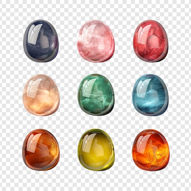Clear colourful stone isolated on transparent background