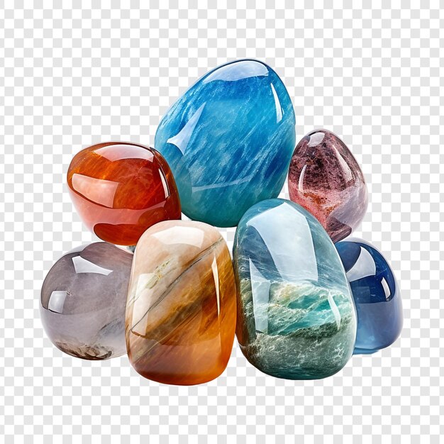 PSD clear colourful stone isolated on transparent background