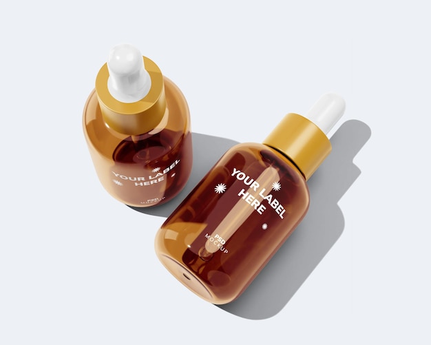 clear cosmetic dropper bottle mockup