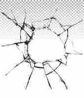 PSD clear cracked glass e hole clipart