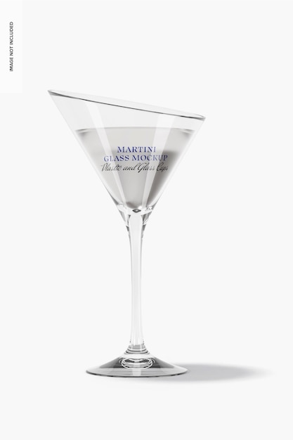 PSD clear crystal martini glass mockup, widok z przodu
