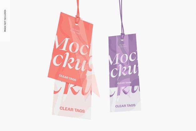 PSD clear flag tags mockup, hanging