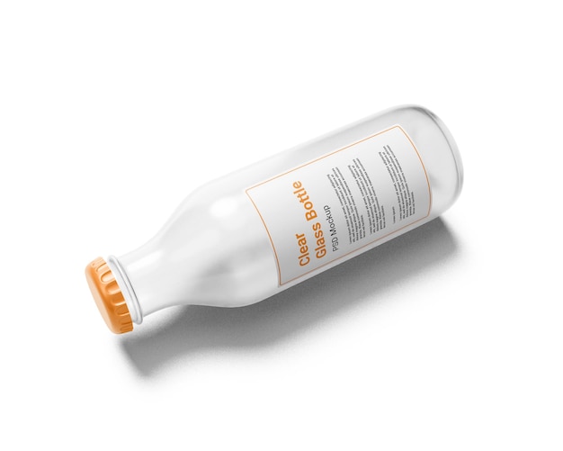 Clear glass bottle mockup