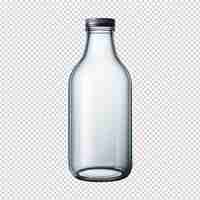 PSD a clear glass bottle with a silver lid and a black cap