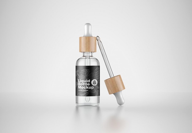 PSD clear glass dropper bottle mockup