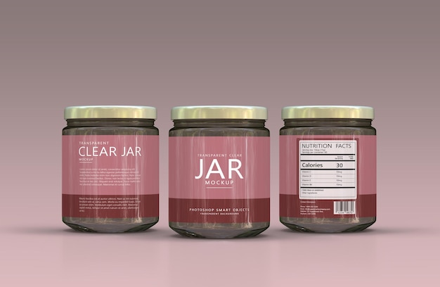 Clear glass Jam jar full label mockup