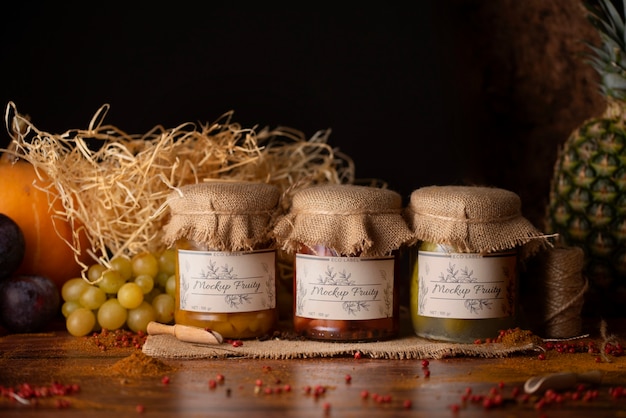 clear glass jar with label and burlap lid