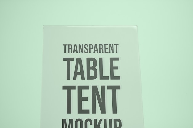 PSD clear glass table tent mock-up