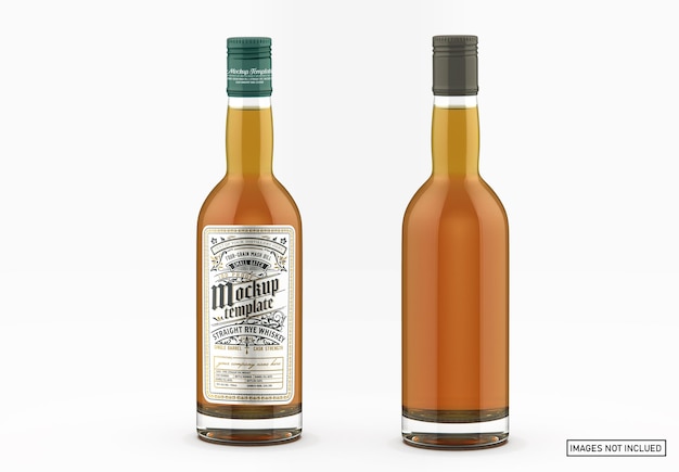 Mockup di bottiglia di whisky in vetro trasparente