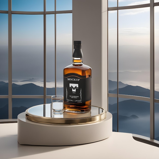 PSD modello di bottiglia di whisky di vetro trasparente