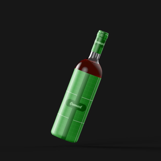 PSD mockup di bottiglia di vino in vetro trasparente