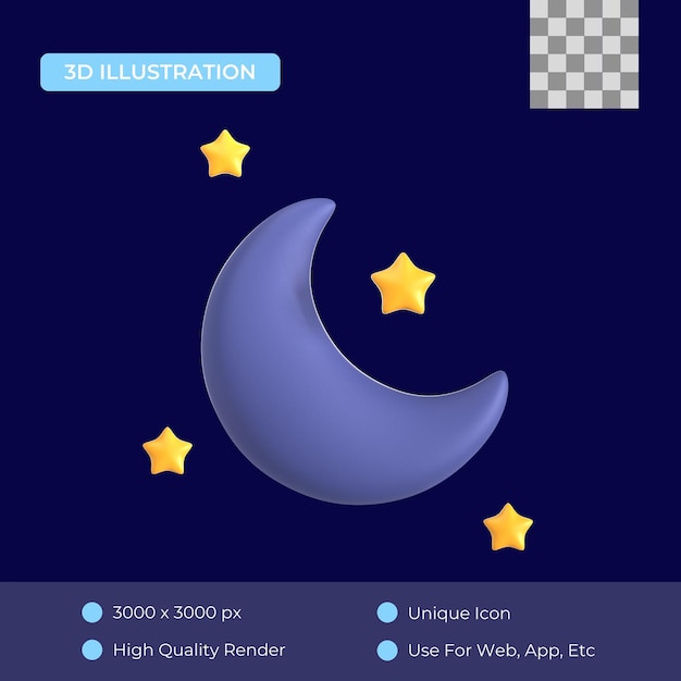 PSD clear night 3d icon