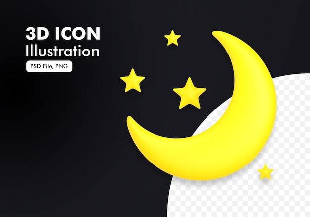 PSD clear night 3d weather icon illustration