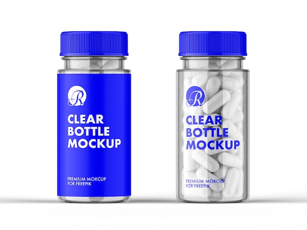 Clear Pills Bottle Mockup