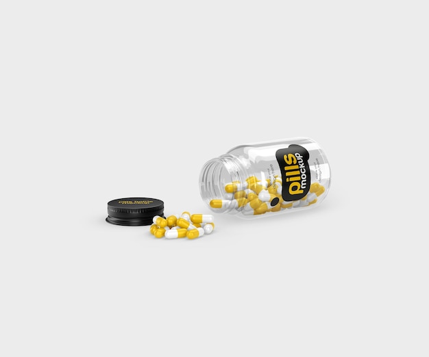 PSD clear pills bottle mockup