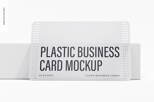 Clear plastic business card mockup, front view