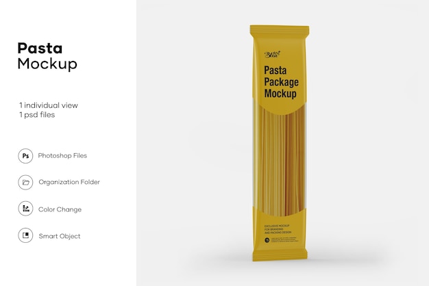 PSD Прозрачный пластиковый макет упаковки для спагетти