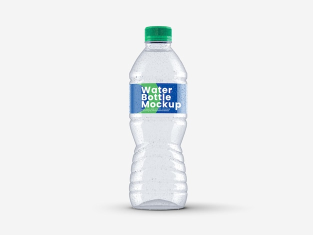 Modello di mockup di bottiglia d'acqua in plastica trasparente