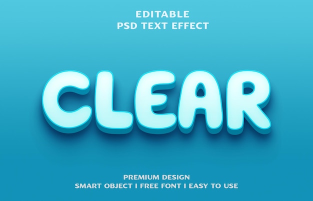 クリア PSD テキスト効果デザイン 3D 編集可能