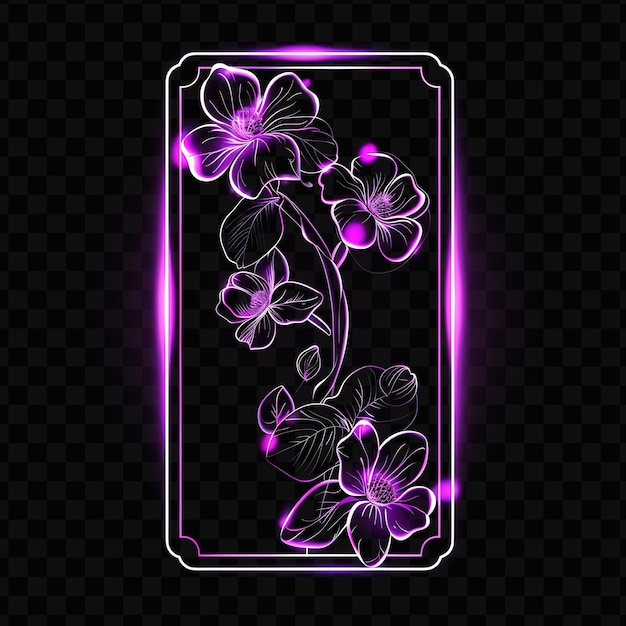 PSD clear pvc card card border with floral motifs card has a ver neon glowing y2k design creative art