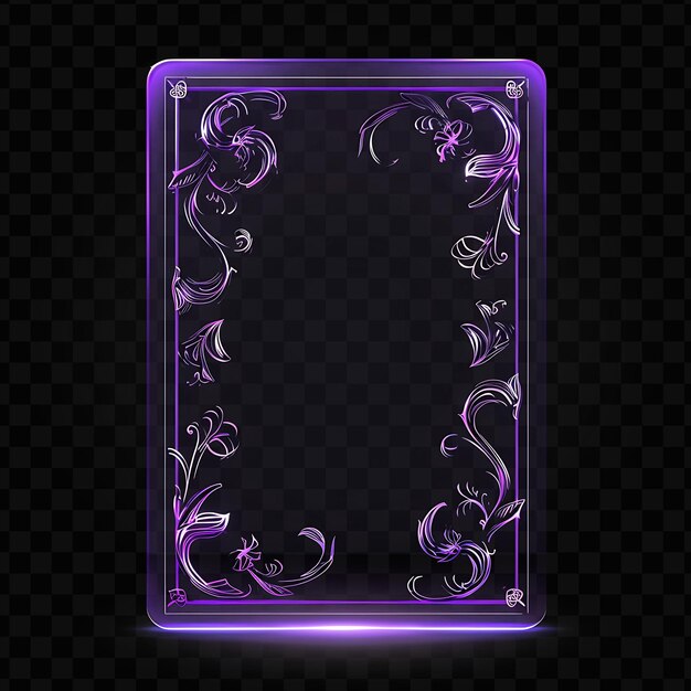 PSD clear pvc card card border with floral motifs card has a ver neon glowing y2k design creative art