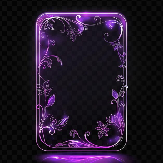 PSD clear pvc card card border with floral motifs card has a ver neon glowing y2k design creative art