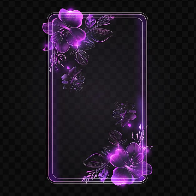 PSD clear pvc card card border with floral motifs card has a ver neon glowing y2k design creative art