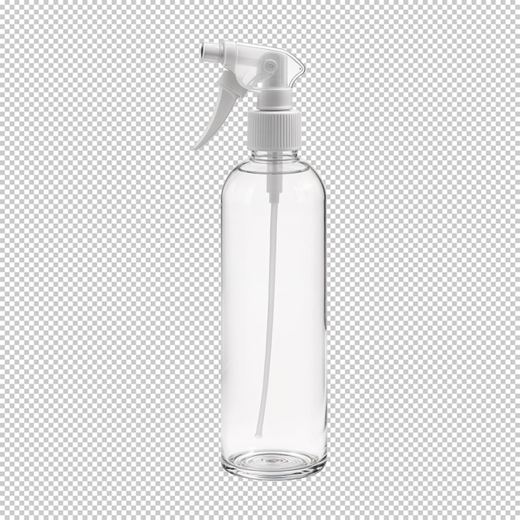 PSD clear spray bottle label mockup for minimalist product branding concepts (清晰的噴霧瓶標籤模型) png 瓶子,用於簡約的產品品牌概念