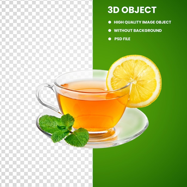 Clear tea cup with orange slice lemon tea