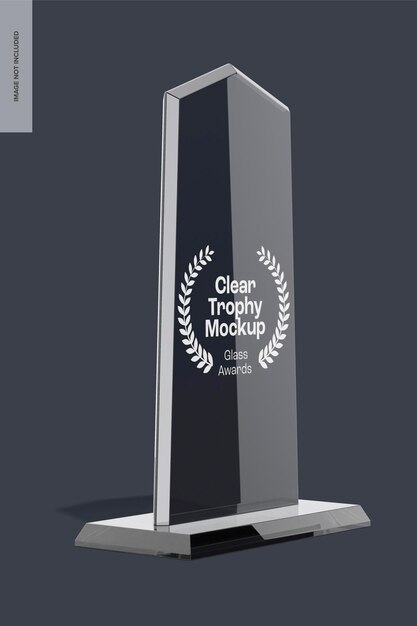 PSD clear trophy mockup, left view