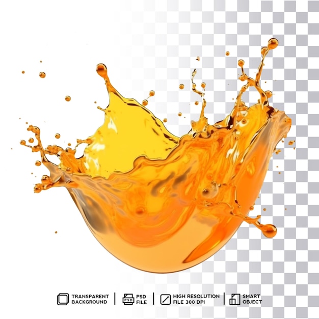 PSD clear and vivid orange color splash in transparent background