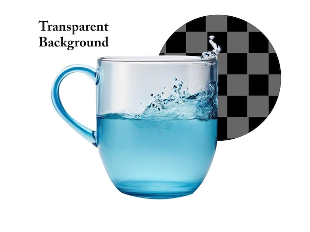 PSD clear water mug on transparent background refreshing beverage in glassware