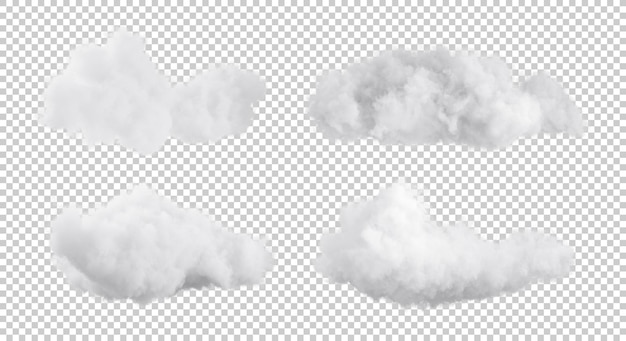 PSD clear white clouds shape isolated backgrounds 3d rendering