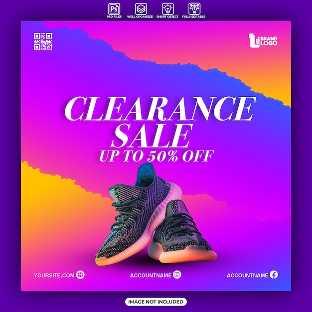 Clearance sale promotion banner or poster mockup design
