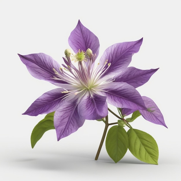 Clematis flower psd on a white background