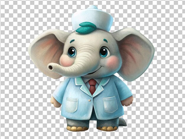 PSD a clever elephant doctor cartoon style