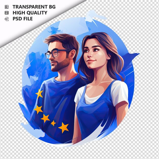 Clever european couple flat icon style white background i