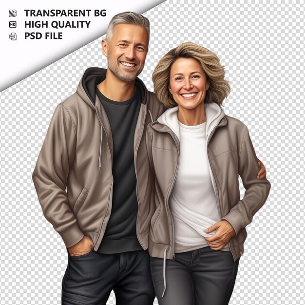 Clever european couple ultra realistic style white backgr