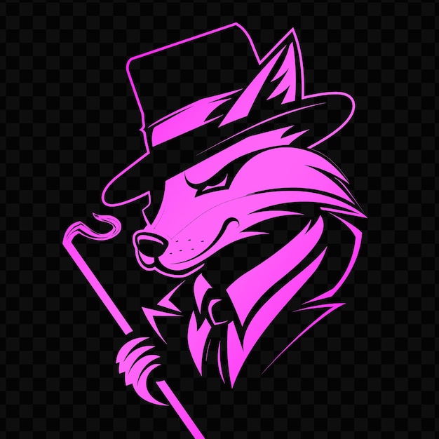 PSD clever fox mascot logo with a hat and cane designed with a s psd vector tshirt tattoo ink art