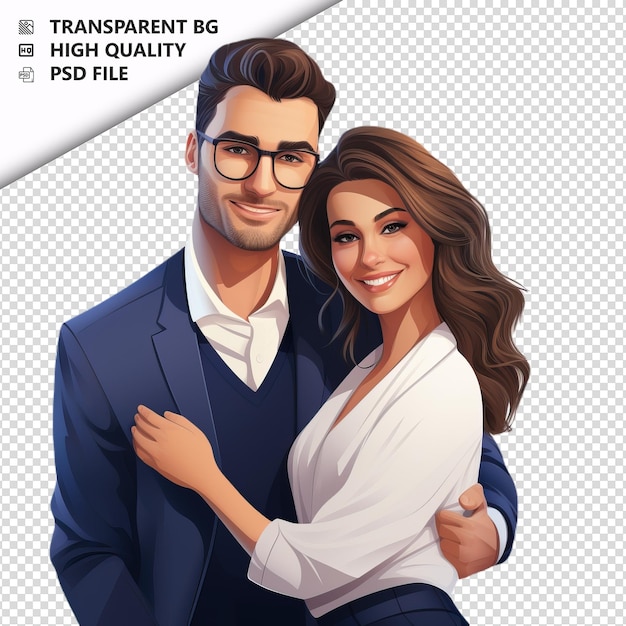 Clever white couple flat icon style white background isol