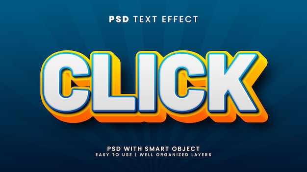 Click 3d editable text effect with simple and funny text style