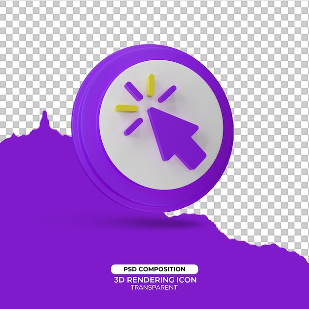 PSD click 3d render icon symbol