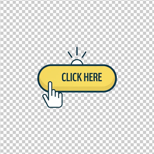 Click here yellow button with hand cursor Click hand pointer clicking