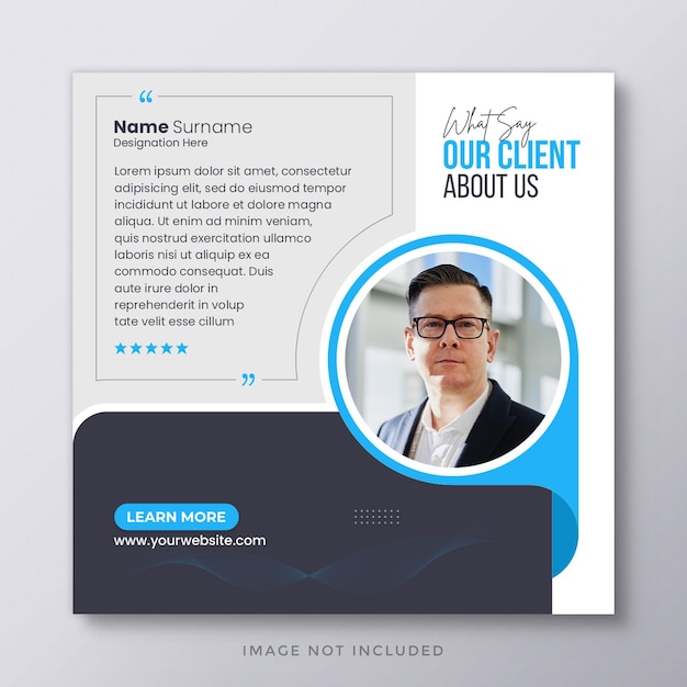 PSD client feedback testimonial social media post and web banner template