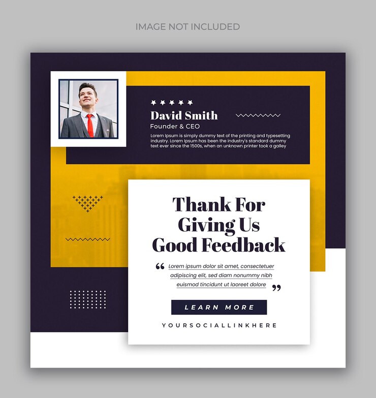 PSD client testimonials social media post or customer feedback review instagram post banner template