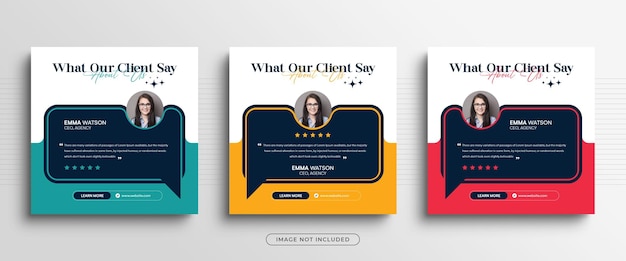 PSD client testimonials social media post or customer feedback review instagram post banner template