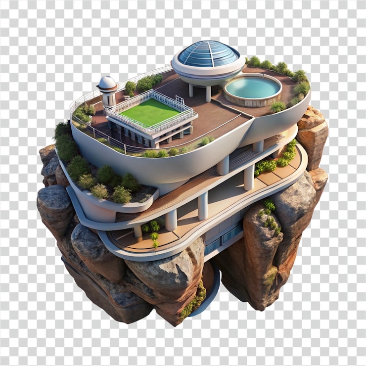 PSD cliffside luxury residence modern architecture rooftop oasis panoramic views