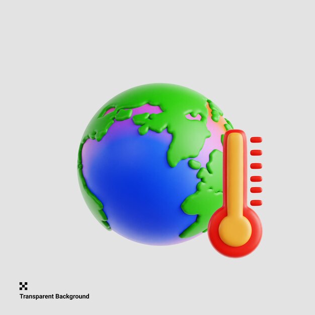 PSD 지구의 날을 위한 기후변화 3d 아이콘 일러스트레이션